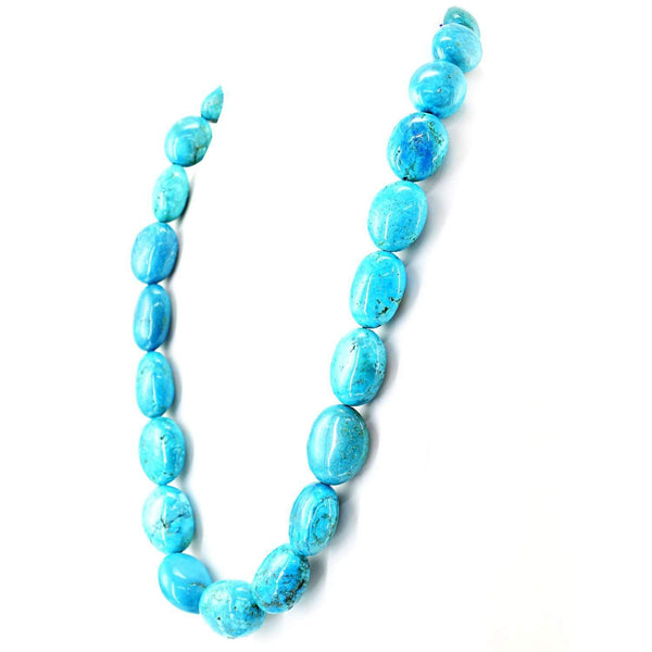 gemsmore:Howlite Necklace Natural 20 Inches Long Oval Shape Huge Beads - Best Quality