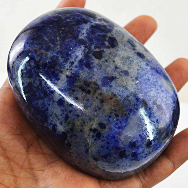 gemsmore:Huge Blue Sodalite Carved Oval Shape Cabochon