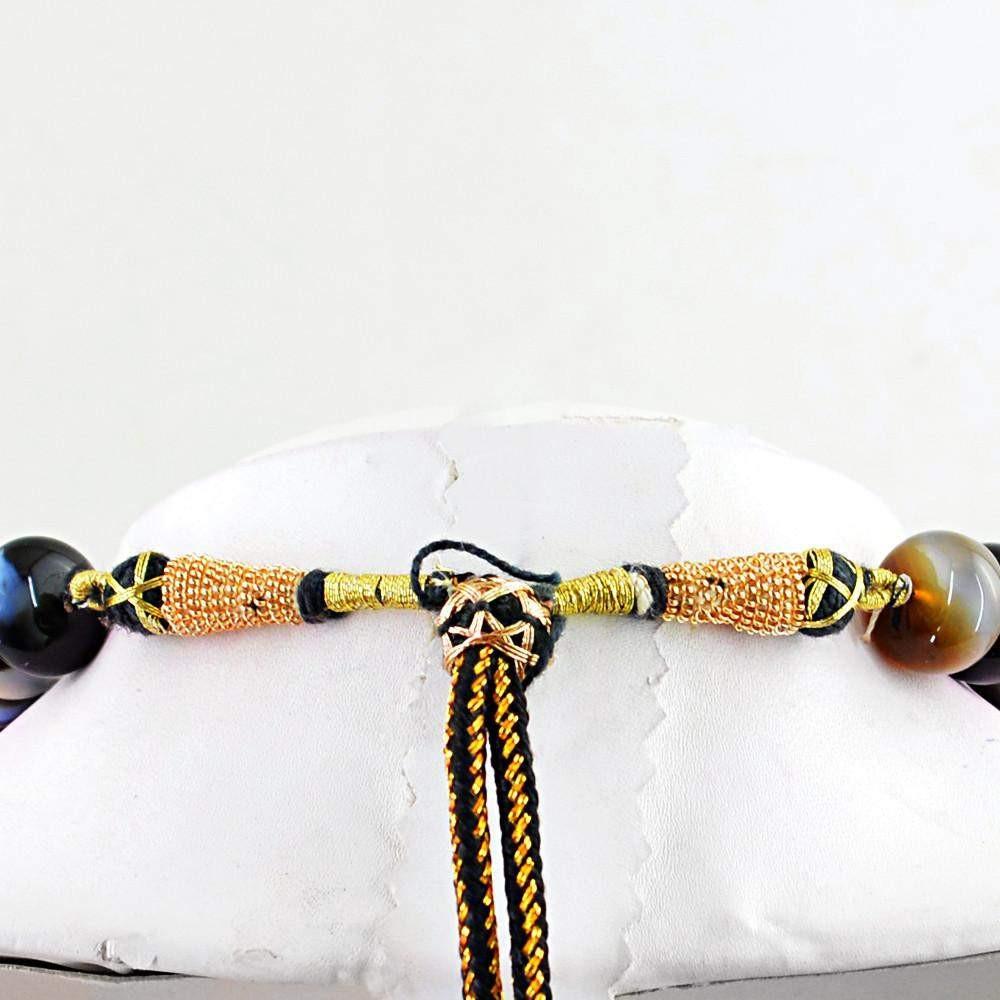 gemsmore:Huge Natural Black Onyx Necklace Round Shape Beads