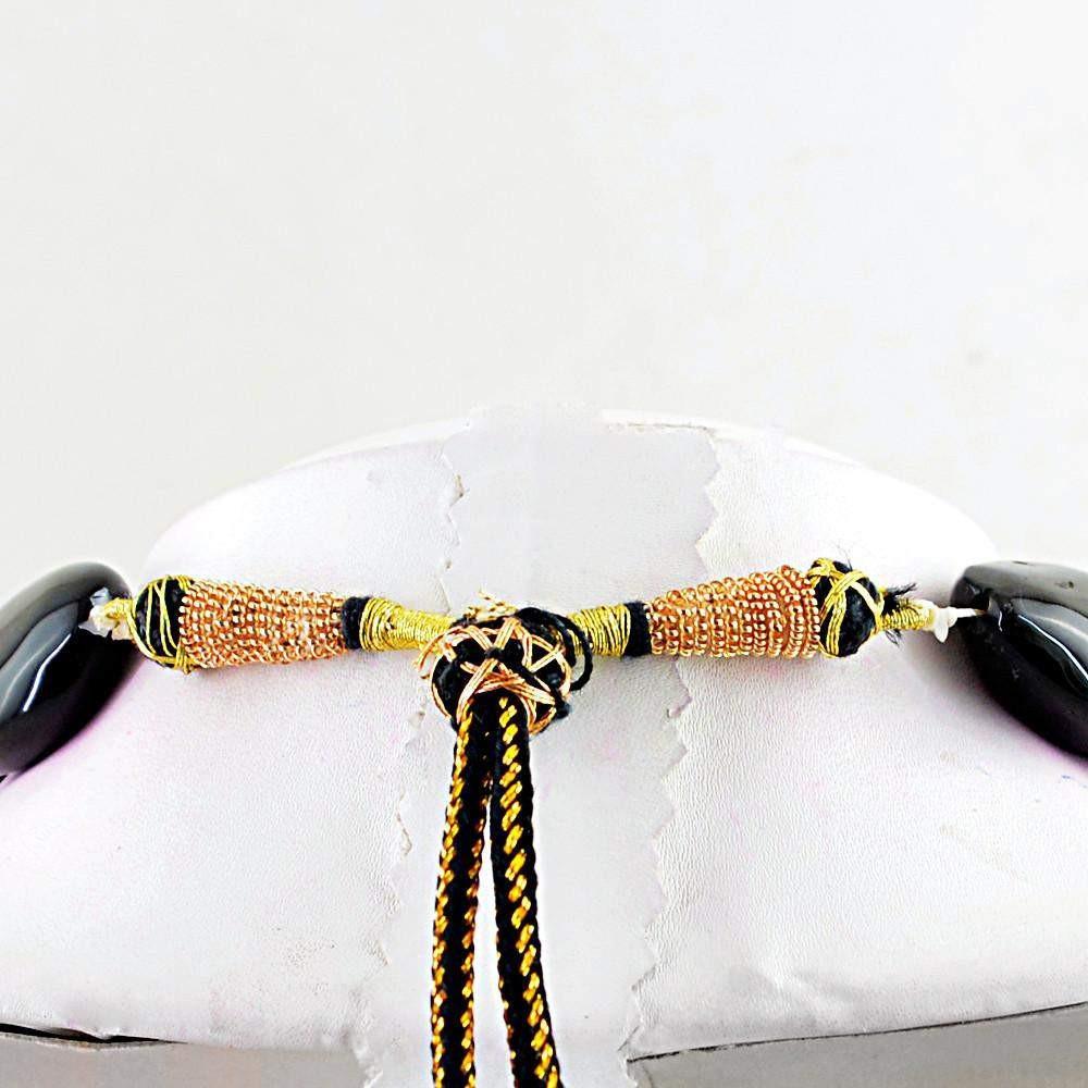 gemsmore:Huge Natural Black Onyx Necklace Untreated Single Strand Beads