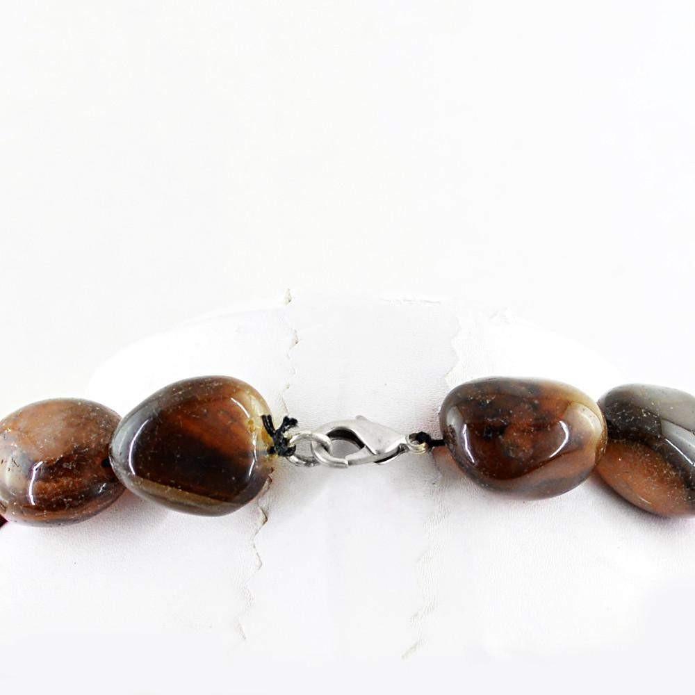 gemsmore:Huge Natural Brown Onyx Necklace Single Strand Beads Necklace