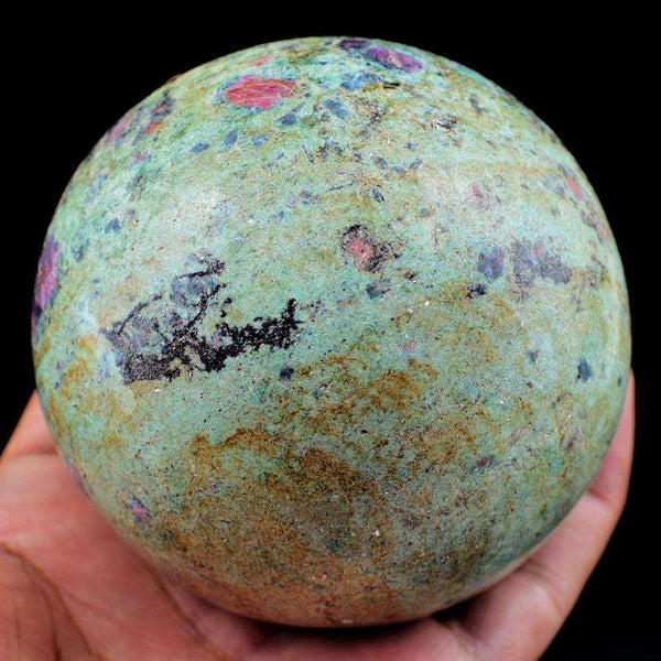 gemsmore:Huge Ruby Zoisite Carved Crystal Healing Sphere