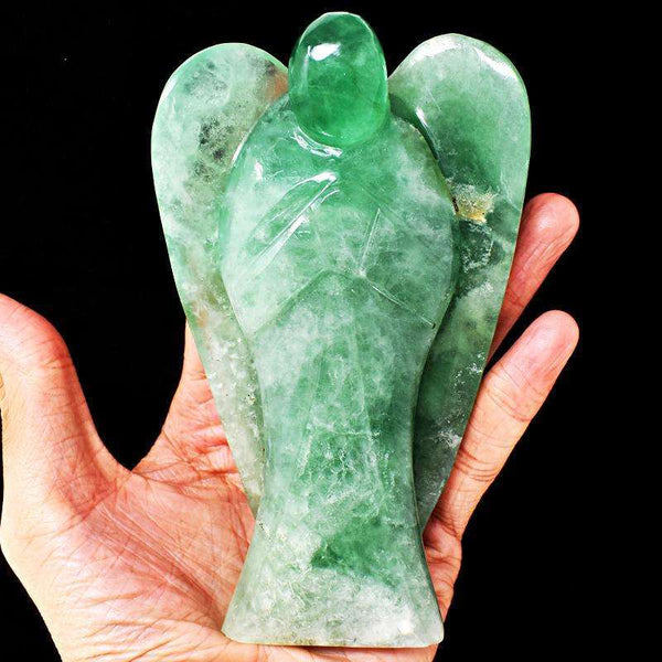 gemsmore:Huge Size Green Fluorite Carved Healing Angel