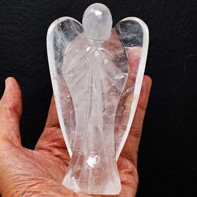 gemsmore:Huge White Quartz Carved Crystal Healing Angel