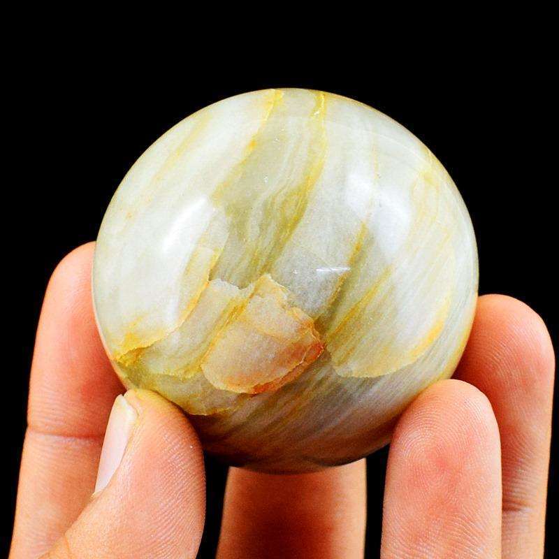 gemsmore:Indian Agate Reiki Healing Carved Sphere