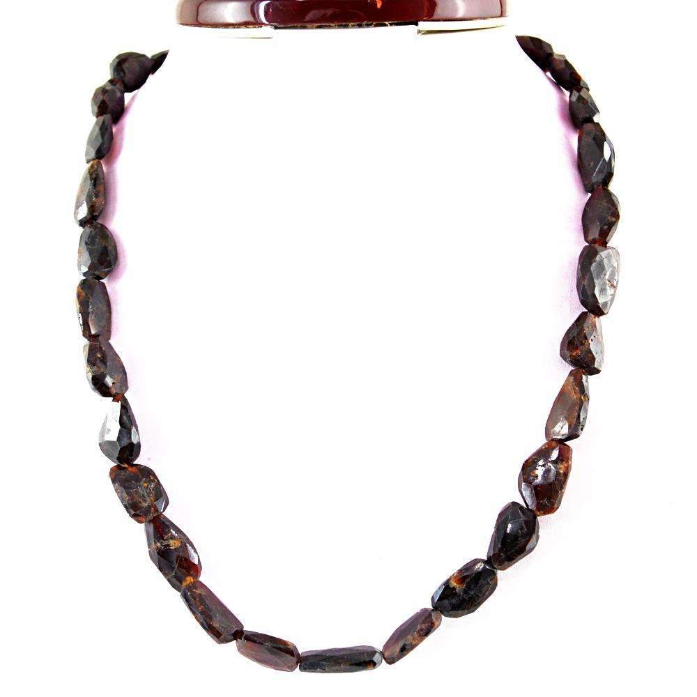 gemsmore:Indian Opal Necklace - Natural Single Strand Faceted Beads