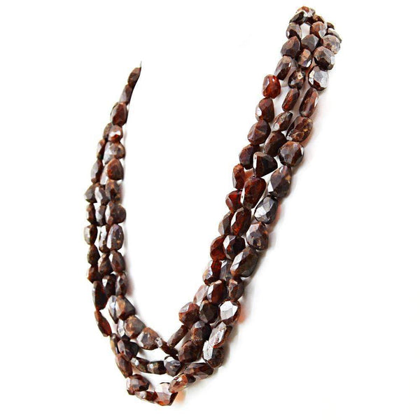 gemsmore:Indian Opal Necklace Natural Faceted Untreated Beads -  3 Strand