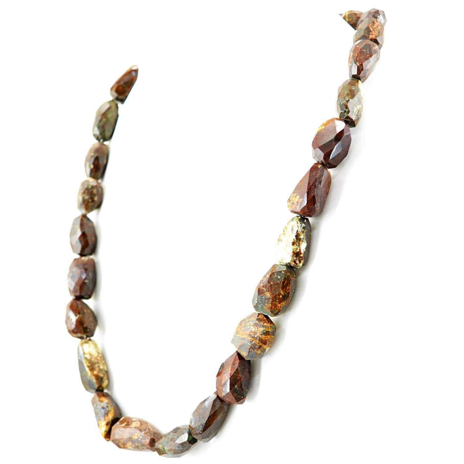 gemsmore:Jasper Necklace Natural Single Strand Untreated Faceted Beads