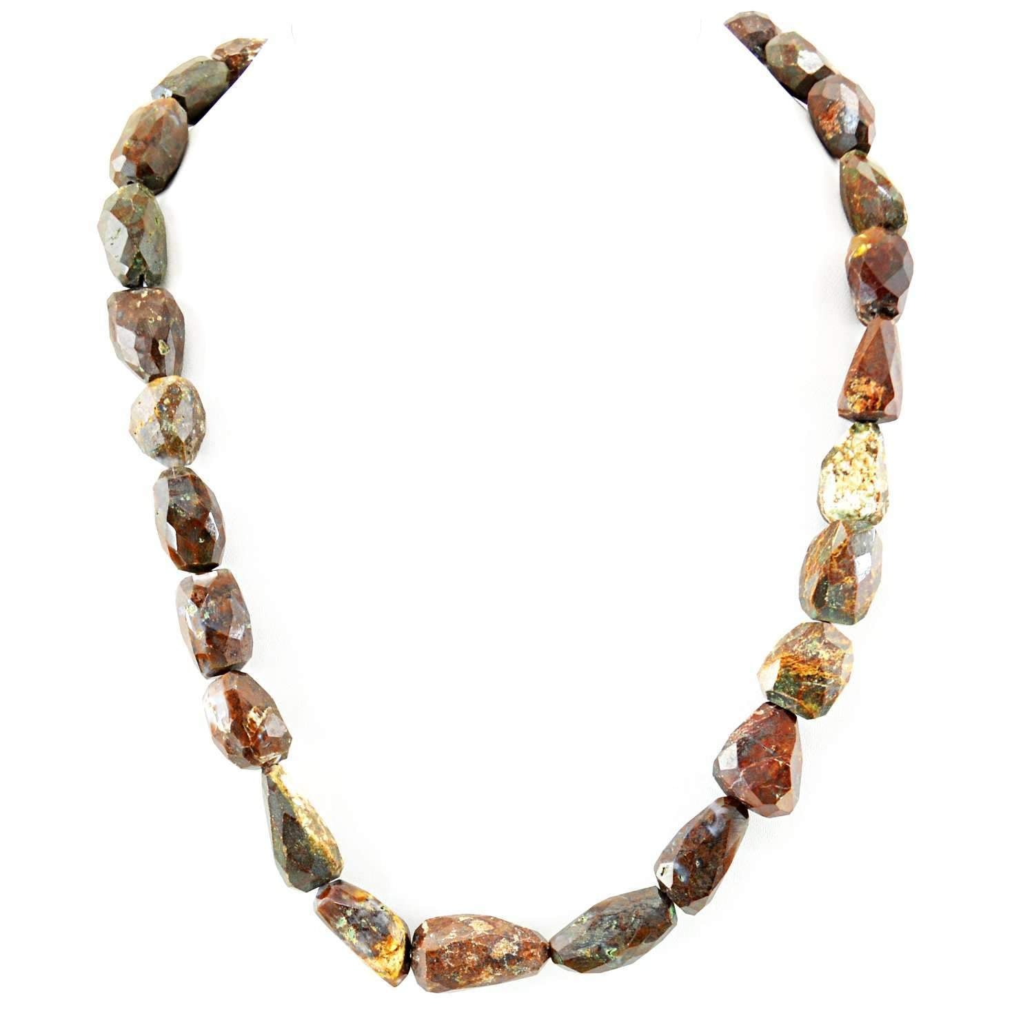 gemsmore:Jasper Necklace Natural Single Strand Untreated Faceted Beads