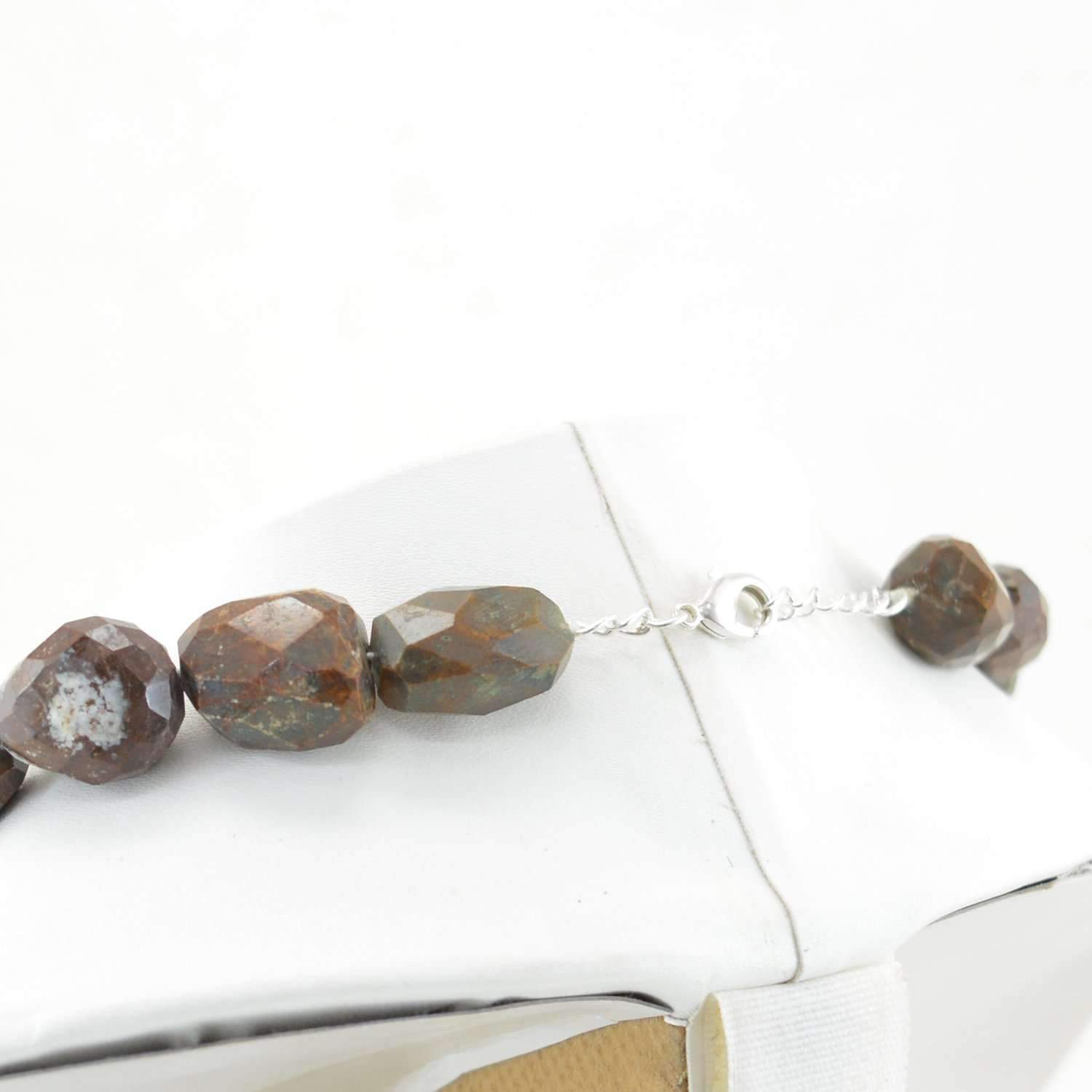 gemsmore:Jasper Necklace Natural Single Strand Untreated Faceted Beads