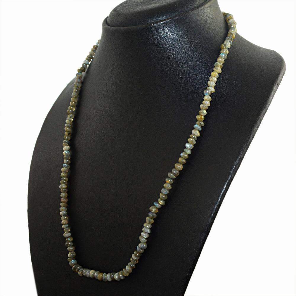 gemsmore:Labradorite Necklace Natural 20 Inches Long Round Shape Beads