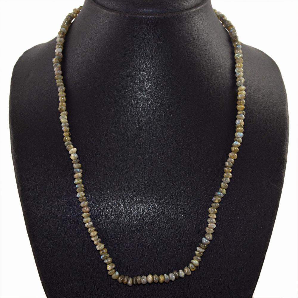 gemsmore:Labradorite Necklace Natural 20 Inches Long Round Shape Beads
