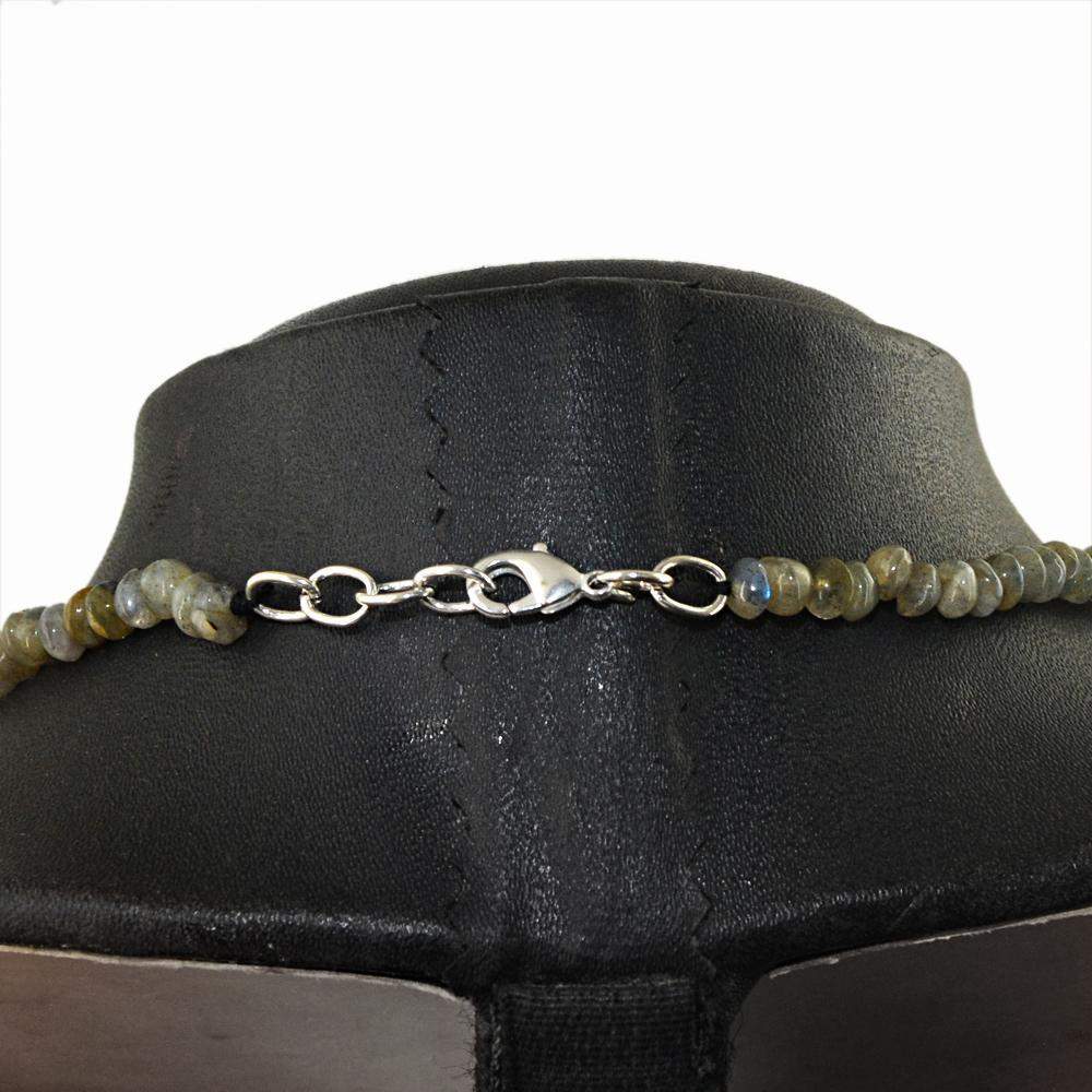 gemsmore:Labradorite Necklace Natural 20 Inches Long Round Shape Beads