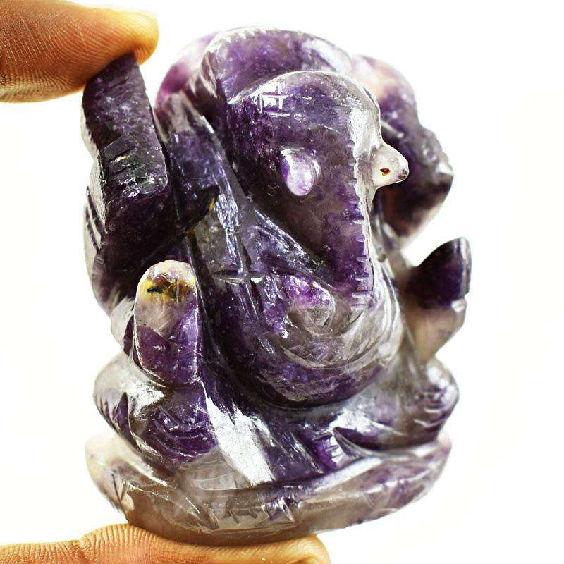 gemsmore:Lepidolite Hand Craved Lord Ganesha Idol