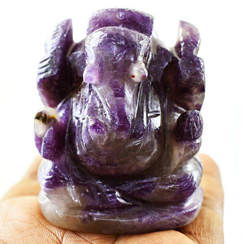 gemsmore:Lepidolite Hand Craved Lord Ganesha Idol