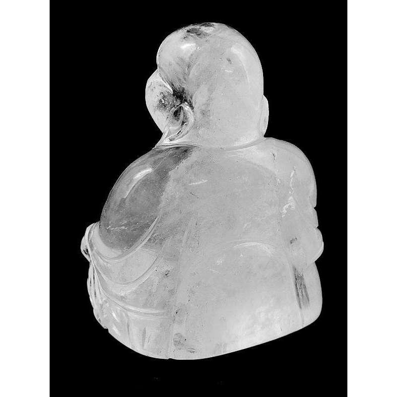 gemsmore:Magically White Quartz Gemstone Hand Carved Laughing Buddha