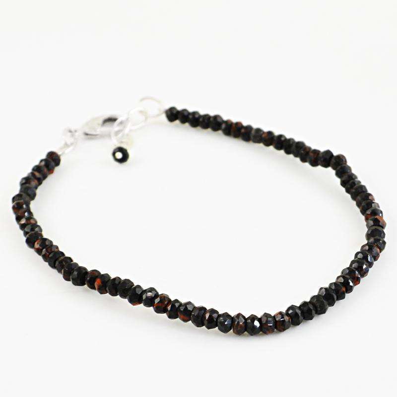 gemsmore:Mahogany Jasper Bracelet Natural Round Shape Faceted Beads