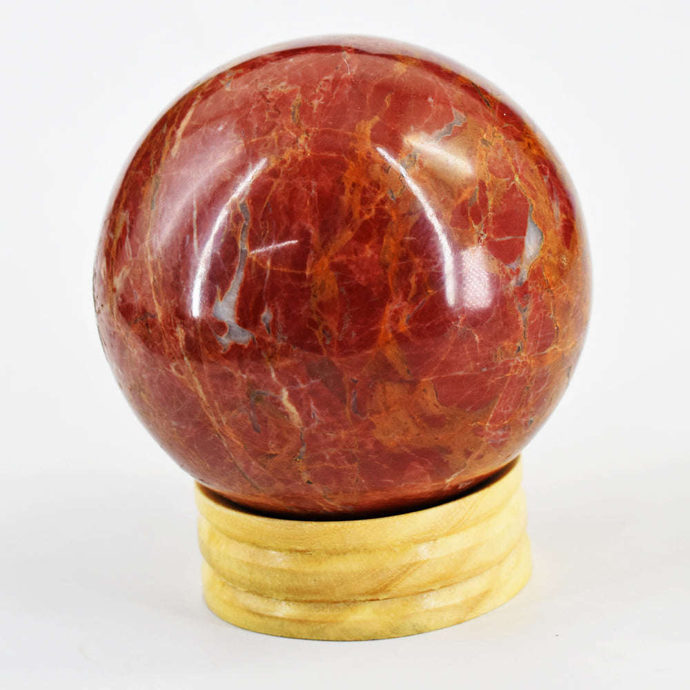 gemsmore:Massive Size -  Red Vein Jasper Hand Carved Crystal Healing Sphere