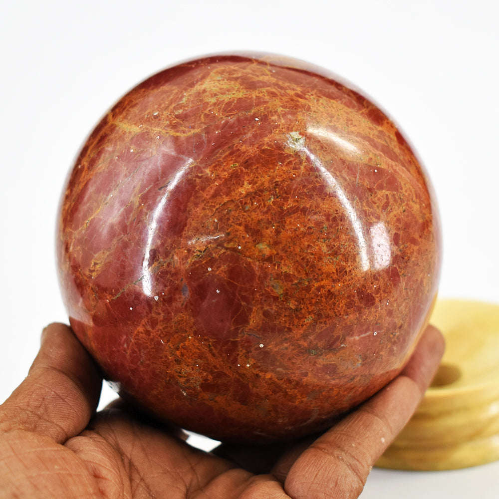 gemsmore:Massive Size -  Red Vein Jasper Hand Carved Crystal Healing Sphere