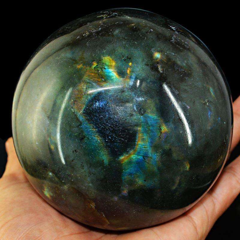 gemsmore:Massive Size Blue Flash Labradorite Carved Crystal Healing Sphere