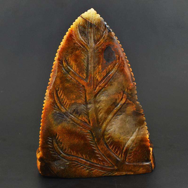 gemsmore:Massive Size Crystal Carved Ganesha idol in Tiger Eye Crystal