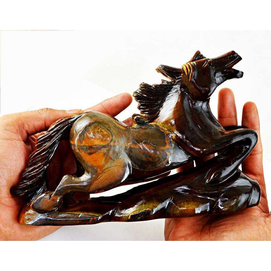 gemsmore:Massive Size Golden Tiger Eye Hand Carved Horse