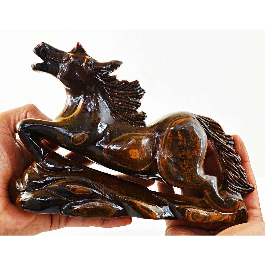 gemsmore:Massive Size Golden Tiger Eye Hand Carved Horse