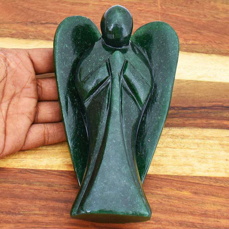gemsmore:Massive Size Green Jade Size Carved Healing Angel