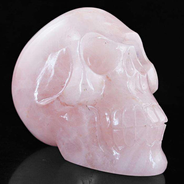 gemsmore:Massive Size Pink Rose Quartz Carved Human Skull