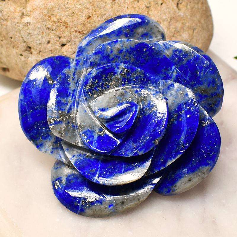 gemsmore:Mesmerising Blue Lapis Lazuli Hand Carved Rose