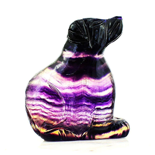 gemsmore:Mesmerising Multicolor Fluorite Hand Carved Dog