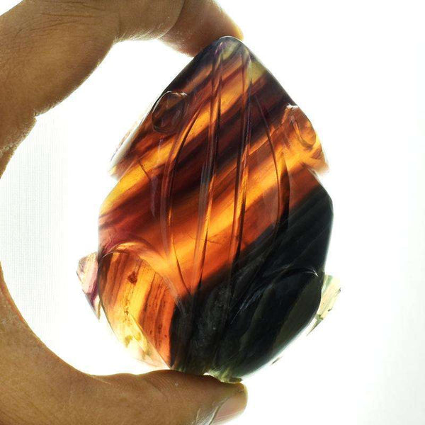 gemsmore:Mesmerizing Multicolor Fluorite Hand Carved Frog