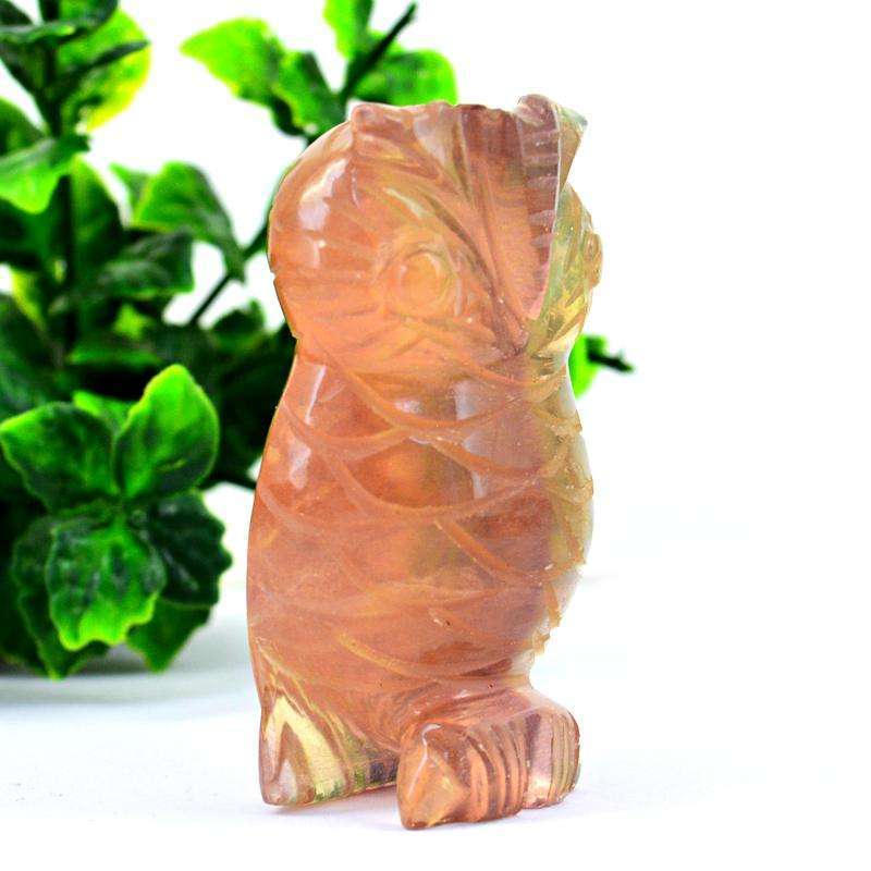 gemsmore:Mesmerizing Multicolor Fluorite Hand Carved Owl