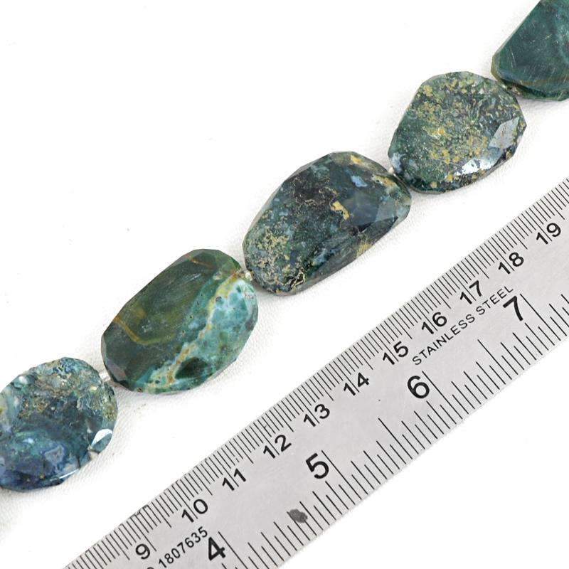 gemsmore:Moss Agate Beads Strand - Natural Faceted Drilled