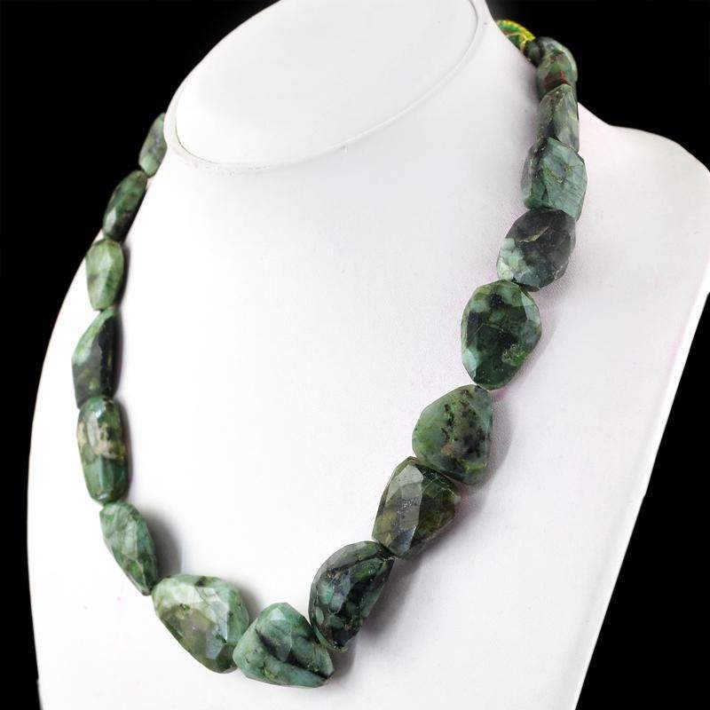 gemsmore:Moss Agate Necklace Natural Faceted Untreated Beads