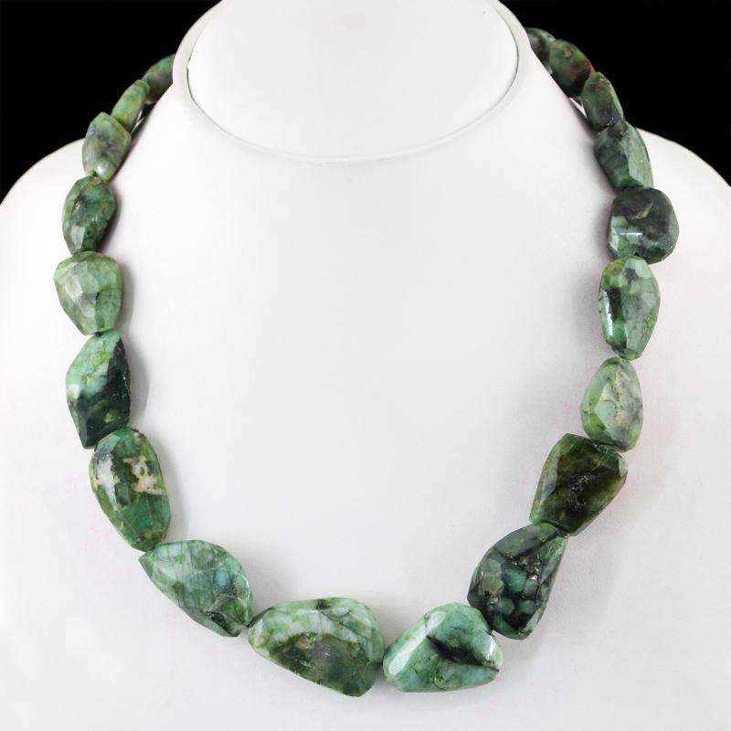 gemsmore:Moss Agate Necklace Natural Faceted Untreated Beads