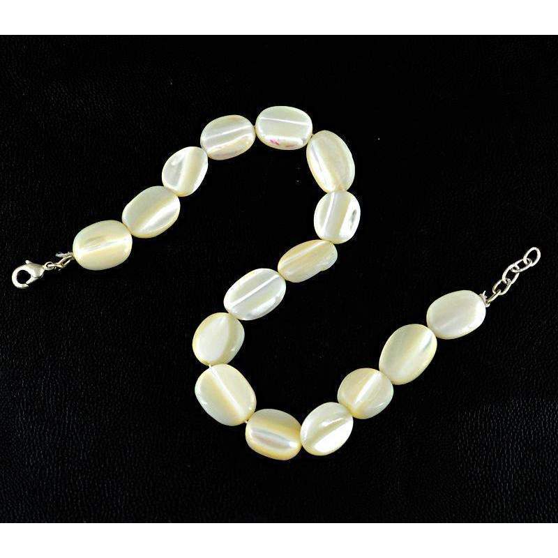 gemsmore:Mother Pearl Bracelet Natural Oval Shape Untreated Beads