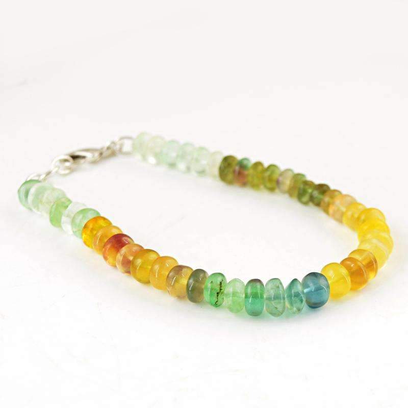 gemsmore:Mulitcolor Fluorite Bracelet Natural Round Shape Beads