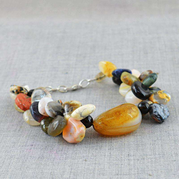 gemsmore:Multi Gemstone & Onyx Beads Bracelet - Natural Pear Shape