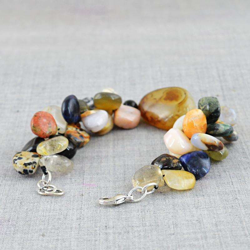 gemsmore:Multi Gemstone & Onyx Beads Bracelet - Natural Pear Shape