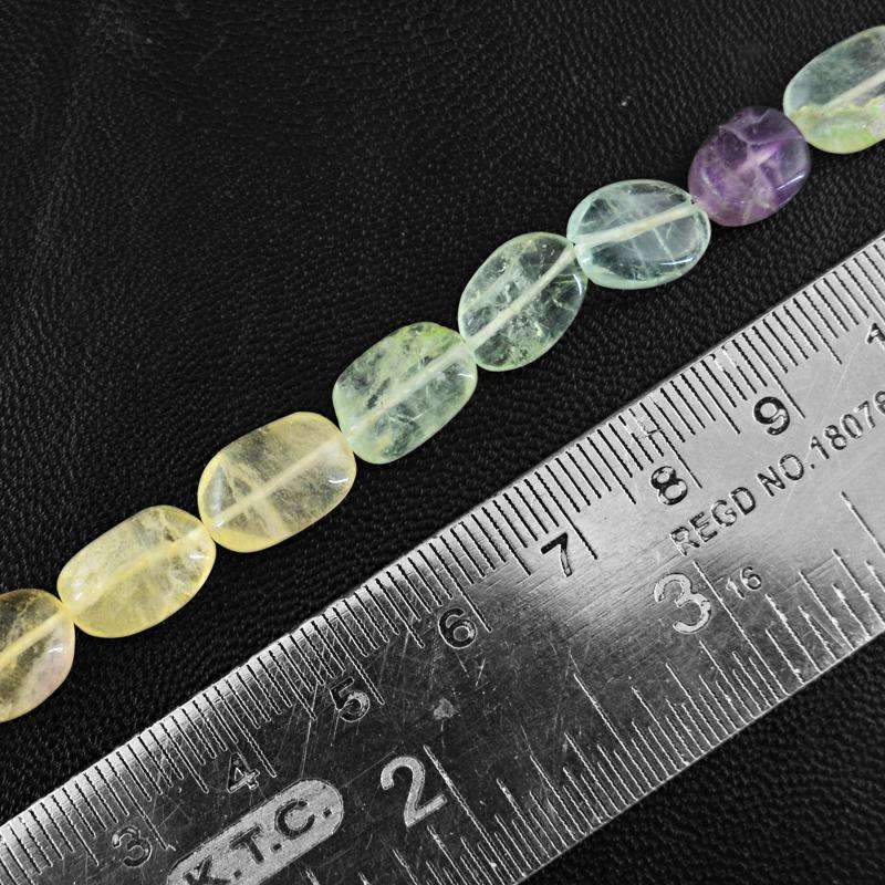 gemsmore:Multicolor Fluorite Beads Strand - Natural Drilled