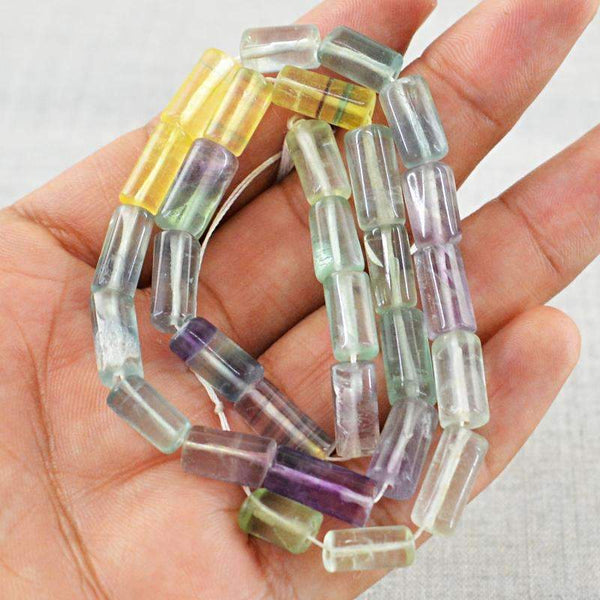 gemsmore:Multicolor Fluorite Beads Strand Natural Drilled