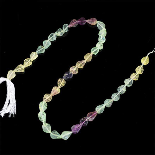 gemsmore:Multicolor Fluorite Beads Strand Natural Pear Shape Drilled