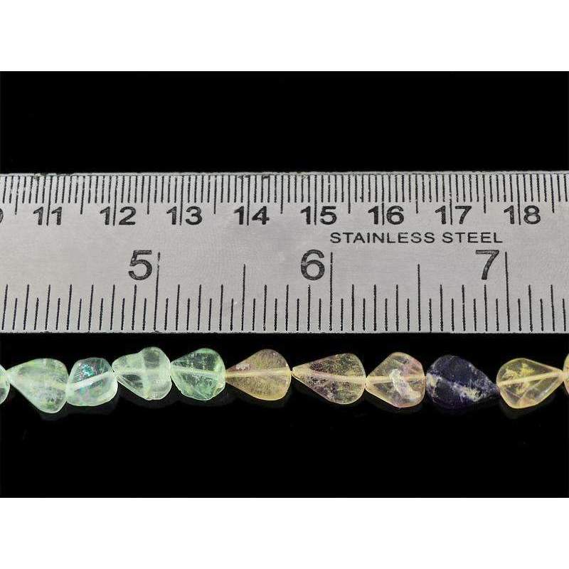gemsmore:Multicolor Fluorite Beads Strand Natural Pear Shape Drilled