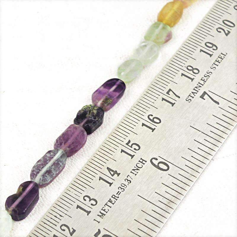 gemsmore:Multicolor Fluorite Beads Strand Natural Untreated Drilled