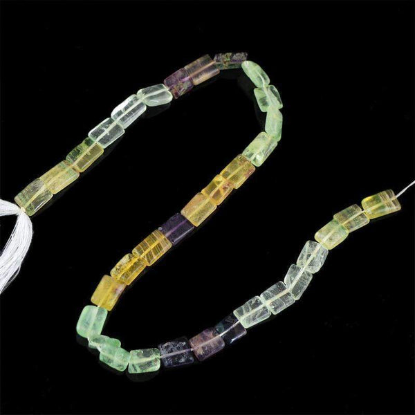 gemsmore:Multicolor Fluorite Beads Strand Natural Untreated Drilled