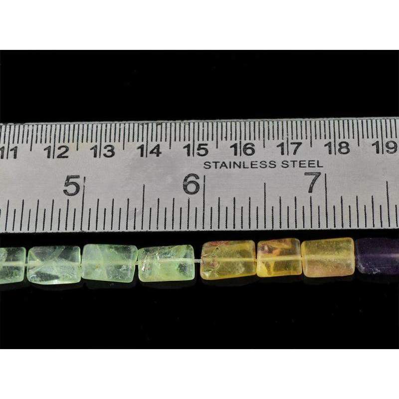 gemsmore:Multicolor Fluorite Beads Strand Natural Untreated Drilled