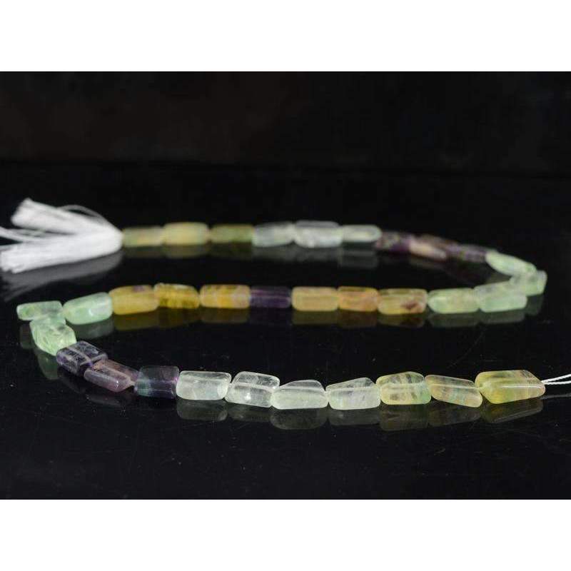 gemsmore:Multicolor Fluorite Beads Strand Natural Untreated Drilled