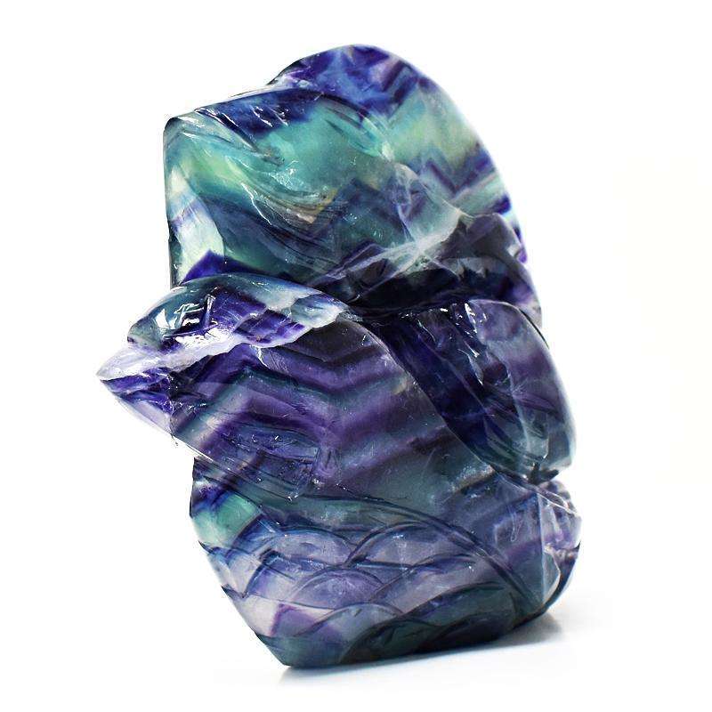 gemsmore:Multicolor Fluorite Beautifully Carved Dolphin Family