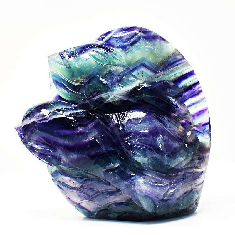 gemsmore:Multicolor Fluorite Beautifully Carved Dolphin Family